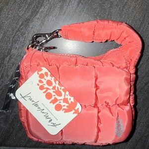 Free People Coral Quilted Micro Pouch